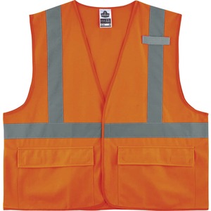 Ergodyne+8225HL+Type+R+Class+2+Standard+Solid+Vest+-+4-Xtra+Large%2F5-Xtra+Large+Size+-+Hook+%26+Loop+Closure+-+Fabric%2C+Polyester+-+Orange+-+Pocket%2C+Mic+Tab%2C+Reflective+-+1+Each