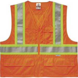 Ergodyne+8235ZX+Type+R+Class+2+Two-Tone+X-Back+Vest+-+Large%2FExtra+Large+Size+-+Zipper+Closure+-+Polyester+-+Orange+-+Pocket%2C+D-ring%2C+Reflective+-+1+Each