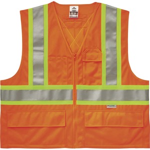 Ergodyne+8235ZX+Type+R+Class+2+Two-Tone+X-Back+Vest+-+2-Xtra+Large%2F3-Xtra+Large+Size+-+Zipper+Closure+-+Polyester+-+Orange+-+Pocket%2C+D-ring%2C+Reflective+-+1+Each