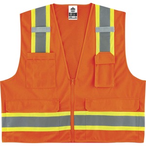 Ergodyne+8248Z+Type+R+Class+2+Two-Tone+Surveyors+Vest+-+Large%2FExtra+Large+Size+-+Zipper+Closure+-+Poly%2C+Mesh+-+Orange+-+Pocket%2C+Mic+Tab%2C+Reflective+-+1+Each