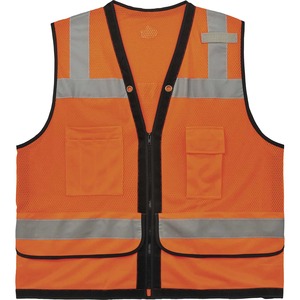 Ergodyne+8253HDZ+Type+R+Class+2+Heavy-Duty+Mesh+Surveyors+Vest+-+Large%2FExtra+Large+Size+-+Zipper+Closure+-+Polyester+Mesh+-+Orange+-+Pocket%2C+Mic+Tab%2C+Reflective%2C+Breathable%2C+Heavy+Duty+-+1+Each