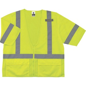 Ergodyne+8320Z+Type+R+Class+3+Standard+Vest+-+2-Xtra+Large%2F3-Xtra+Large+Size+-+Zipper+Closure+-+Polyester+Mesh+-+Lime+-+Pocket%2C+Mic+Tab%2C+Reflective+-+1+Each