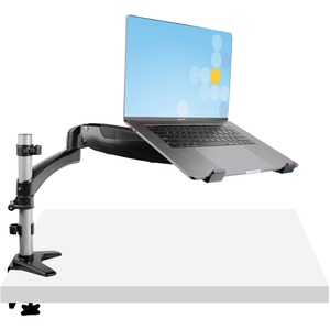 StarTech.com Desk Mount Laptop Arm, Full Motion Articulating Arm/Stand for Laptop or 34 inch Monitor, VESA Mount Laptop Tray, Adjustable - Desk mount laptop arm/stand with tray - Or 34 inch monitor VESA mount (16:9/21:9) max 17.7lb - Articulating/full motion display tilt/swivel/rotate; 360 arm rotation - 13.8in One-touch adjustable height and 12.2in pole; Max Height 22in - C-Clamp