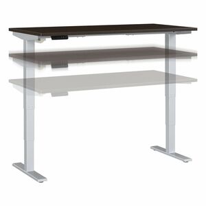 Bush Business Furniture Move 40 Series 60w X 30d Electric Height Adjustable Standing Desk - Mocha Cherry Rectangle Top - Silver T-shaped Base x 59.45