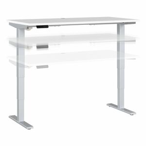 Bush Business Furniture Move 40 Series 60w X 30d Electric Height Adjustable Standing Desk - White Rectangle Top - Silver T-shaped Base x 59.45