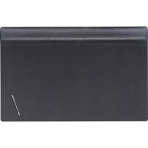 Dacasso+Leather+Top-Rail+Desk+Pad+-+Rectangular+-+38%26quot%3B+Width+-+Top+Grain+Leather%2C+Leatherette%2C+Velveteen+-+Black