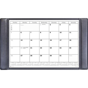 Dacasso+Leather+Calendar+Desk+Pad+-+Rectangular+-+34%26quot%3B+Width+-+12+Sheets+-+Top+Grain+Leather%2C+Velveteen+-+Black