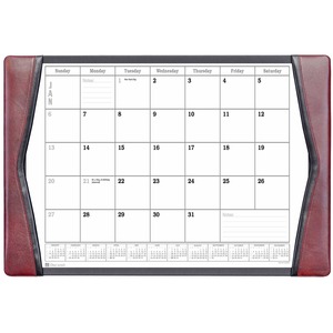 Dacasso+Leather+Calendar+Desk+Pad+-+Rectangular+-+12+Sheets+-+Top+Grain+Leather%2C+Velveteen+-+Burgundy
