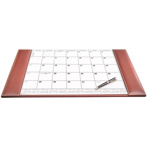 Dacasso+Rustic+Leather+Calendar+Desk+Pad+-+Rectangular+-+12+Sheets+-+Top+Grain+Leather%2C+Velveteen+-+Rustic+Brown