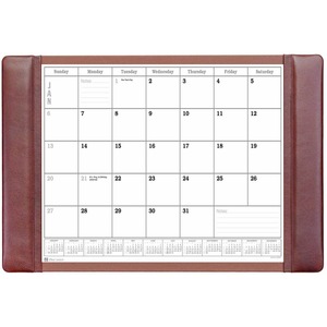 Dacasso+Leather+Calendar+Desk+Pad+-+Rectangular+-+25.5%26quot%3B+Width+-+12+Sheets+-+Top+Grain+Leather%2C+Velveteen+-+Mocha