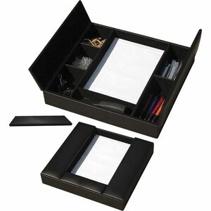 Dacasso+Leatherette+Enhanced+Conference+Room+Organizer+-+Desktop+-+Black+-+Leatherette%2C+Velveteen+-+1+Each