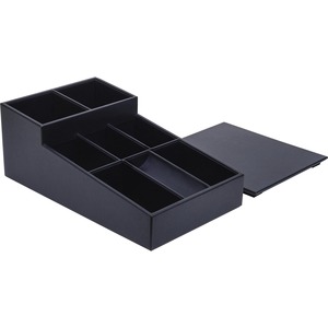 Dacasso+Leatherette+Coffee+Condiment+Organizer+-+Removable+Lid+-+Navy+Blue+-+Velveteen%2C+Leatherette+-+1+Each