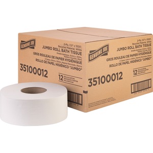 Genuine+Joe+Jumbo+Jr+Dispenser+Bath+Tissue+Roll+-+2+Ply+-+3.50%26quot%3B+Width+x+1000+ft+Length+-+8.88%26quot%3B+Roll+Diameter+-+White+-+Fiber+-+12+%2F+Carton