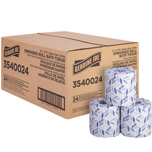 Genuine+Joe+2-ply+Bath+Tissue+Rolls+-+2+Ply+-+4%26quot%3B+Width+x+3.75%26quot%3B+Length+-+400+Sheets%2FRoll+-+Embossed+-+White+-+24+%2F+Carton