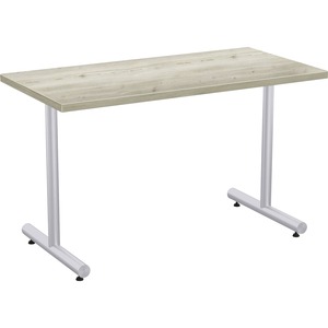 Special-T Kingston Training Table Component - Aged Driftwood Rectangle Top - Metallic Sand T-shaped Base - 48
