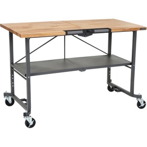 Cosco+SmartFold+Butcher+Block+Portable+Workbench+-+400+lb+Capacity+x+52%26quot%3B+Table+Top+Width+x+34.80%26quot%3B+Table+Top+Depth+-+25.50%26quot%3B+Height+-+Assembly+Required+-+Gray+-+1+Each