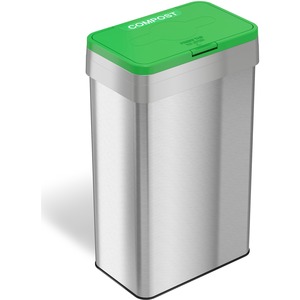 HLS+Commercial+Rectangular+Open+Top+Compost+Bin%2FLid+-+Push+Button+Opening+-+21+gal+Capacity+-+Rectangular+-+Smudge+Resistant%2C+Fingerprint+Proof%2C+Easy+to+Clean+-+34%26quot%3B+Height+x+10.3%26quot%3B+Width+x+16%26quot%3B+Depth+-+Stainless+Steel+-+Silver+-+1+Each