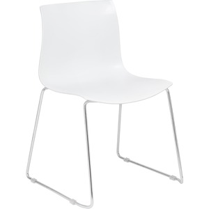Boss Sled Base Guest Chair - White Polypropylene Seat - White Polypropylene Back - Sled Base - 4 Each