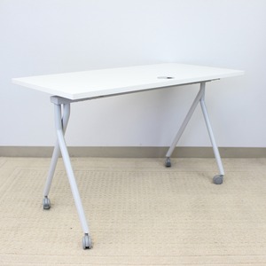 Boss Flip Top Training Table - White Laminate Rectangle Top - Four Leg Base - 4 Legs x 48