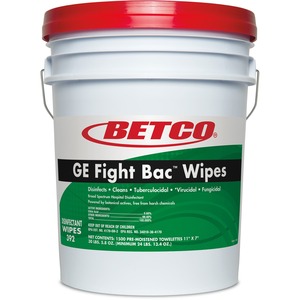 Betco+GE+Fight+Bac+Disinfectant+Wipes+-+7%26quot%3B+Length+x+11%26quot%3B+Width+-+1500+%2F+Bucket+-+1+Each+-+Non-irritating%2C+Disinfectant+-+White