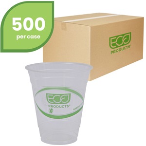 Eco-Products GreenStripe Cold Cups - 12 fl oz - 500 / Carton - Clear - Polylactic Acid (PLA) - Cold Drink