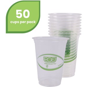 Eco-Products GreenStripe Cold Cups - 16 fl oz - 50 / Pack - Clear - Polylactic Acid (PLA) - Cold Drink