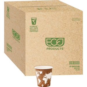 Eco-Products World Art Hot Drink Cups - 10 fl oz - 500 / Carton - Multi - Polylactic Acid (PLA), Resin, Paper - Hot Drink