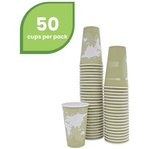 Eco-Products World Art Hot Drink Cups - 16 fl oz - 50 / Pack - Multi - Polylactic Acid (PLA), Resin, Paper - Hot Drink