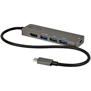 StarTech.com USB C Multiport Adapter, USB-C to HDMI 4K 60Hz (HDR10), 100W PD Pass-Through, 4xUSB 3.0, USB Type-C Mini Dock, 12" Long Cable - for Notebook/Tablet/Workstation/Monitor - 100 W - USB Type C - 1 Displays Supported - 4K - 3840 x 2160 - 3 x USB Type-A Ports - USB Type-A - 1 x USB Type-C Ports - USB Type-C - Network (RJ-45) - 1 x HDMI Ports - HDMI - Thunderbolt - Wired - Windows 8, Windows 7, Windows 8.1, Windows 10, Windows 11, Mac OS X 10.9 Mavericks, ChromeOS