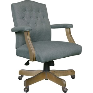 Boss+Executive+Commercial+Linen+Chair+-+Gray+Linen+Seat+-+Gray+Linen+Back+-+Driftwood+Frame+-+Mid+Back+-+5-star+Base+-+Armrest+-+1+Each