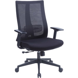 Lorell+High-Back+Molded+Seat+Office+Chair+-+Black+Fabric+Seat+-+Black+Mesh+Back+-+High+Back+-+5-star+Base+-+Armrest+-+1+Each