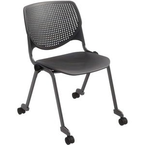 KFI+Stacking+Chair+-+Black+Polypropylene+Seat+-+Black+Polypropylene+Back+-+Powder+Coated+Black+Steel+Frame+-+Four-legged+Base+-+1+Each