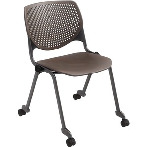 KFI+Stacking+Chair+-+Brownstone+Polypropylene+Seat+-+Brownstone+Polypropylene+Back+-+Powder+Coated+Black+Steel+Frame+-+Four-legged+Base+-+1+Each