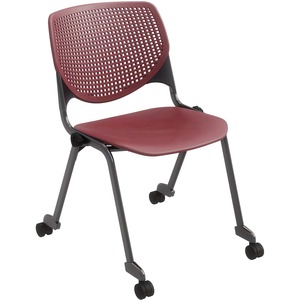 KFI+Stacking+Chair+-+Burgundy+Polypropylene+Seat+-+Burgundy+Polypropylene+Back+-+Powder+Coated+Black+Steel+Frame+-+Four-legged+Base+-+1+Each