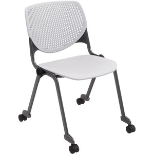 KFI+Stacking+Chair+-+Light+Gray+Polypropylene+Seat+-+Light+Gray+Polypropylene+Back+-+Powder+Coated+Black+Steel+Frame+-+Four-legged+Base+-+1+Each