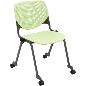 KFI+Stacking+Chair+-+Lime+Green+Polypropylene+Seat+-+Lime+Green+Polypropylene+Back+-+Powder+Coated+Black+Steel+Frame+-+Four-legged+Base+-+1+Each