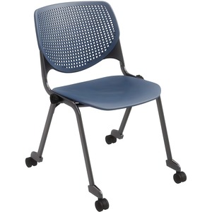 KFI+Stacking+Chair+-+Navy+Polypropylene+Seat+-+Navy+Polypropylene+Back+-+Powder+Coated+Black+Steel+Frame+-+Four-legged+Base+-+1+Each