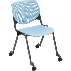 KFI+Stacking+Chair+-+Sky+Blue+Polypropylene+Seat+-+Sky+Blue+Polypropylene+Back+-+Powder+Coated+Black+Steel+Frame+-+Four-legged+Base+-+1+Each