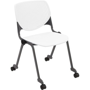 KFI+Stacking+Chair+-+White+Polypropylene+Seat+-+White+Polypropylene+Back+-+Powder+Coated+Black+Steel+Frame+-+Four-legged+Base+-+1+Each