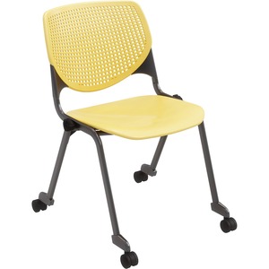 KFI+Stacking+Chair+-+Yellow+Polypropylene+Seat+-+Yellow+Polypropylene+Back+-+Powder+Coated+Black+Steel+Frame+-+Four-legged+Base+-+1+Each