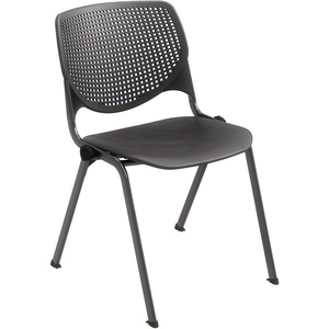 KFI+Stacking+Chair+-+Black+Polypropylene+Seat+-+Black+Polypropylene+Back+-+Steel+Frame+-+Four-legged+Base+-+1+Each