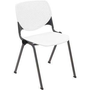 KFI+Stacking+Chair+-+White+Polypropylene+Seat+-+White+Polypropylene+Back+-+Steel+Frame+-+Four-legged+Base+-+1+Each