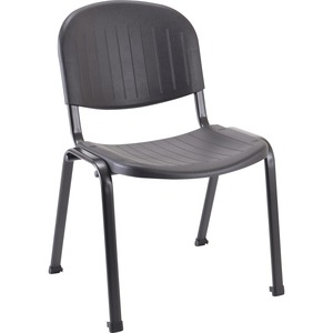 Lorell Low Back Stack Chair - Polypropylene Seat - Polypropylene Back - Low Back - Four-legged Base - Black - 4 / Carton