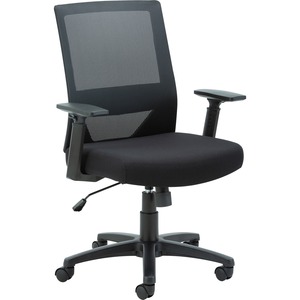 Lorell Mid-Back Mesh Task Chair - Fabric Seat - Mid Back - 5-star Base - Black - Armrest - 1 Each