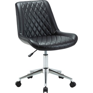 Lorell Low Back Office Chair - Black Plywood, Bonded Leather Seat - Black Plywood, Bonded Leather, Vinyl Back - Low Back - 5-star Base - 1 Each