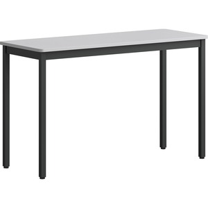 Lorell+Utility+Table+-+Gray+Rectangle%2C+Laminated+Top+-+Powder+Coated+Black+Base+-+500+lb+Capacity+x+47.25%26quot%3B+Table+Top+Width+x+18.13%26quot%3B+Table+Top+Depth+-+30%26quot%3B+Height+-+Assembly+Required+-+Melamine+Top+Material+-+1+Each