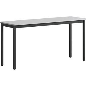 Lorell+Utility+Table+-+Gray+Rectangle%2C+Laminated+Top+-+Powder+Coated+Black+Base+-+500+lb+Capacity+x+59.88%26quot%3B+Table+Top+Width+x+18.13%26quot%3B+Table+Top+Depth+-+30%26quot%3B+Height+-+Assembly+Required+-+Melamine+Top+Material+-+1+Each