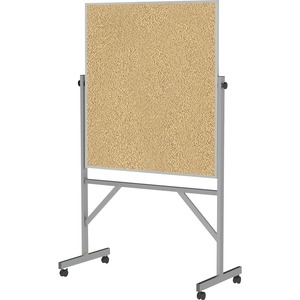 Ghent+Bulletin+Board+-+48%26quot%3B+Height+x+36%26quot%3B+Width+-+Natural+Cork+Surface+-+Durable%2C+Reversible%2C+Wheel%2C+Caster%2C+Portable%2C+Lockable%2C+Mobility%2C+Accessory+Tray%2C+Smooth+-+Silver+Aluminum+Frame+-+78%26quot%3B+x+41%26quot%3B