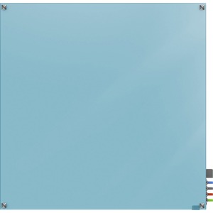 Ghent+Harmony+Dry+Erase+Board+-+48%26quot%3B+%284+ft%29+Width+x+48%26quot%3B+%284+ft%29+Height+-+Tempered+Glass+Surface+-+Blue+Back+-+Square+-+Magnetic+-+1+Each