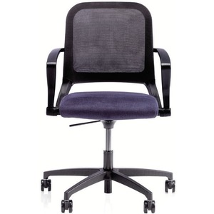 United Chair Light Task Chair With Arms - Indigo Seat - Black Frame - 5-star Base - Armrest